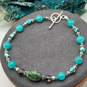 🩵REFINED Turquoise Amazonite Luxury Crystal Sterling Bracelet🩵